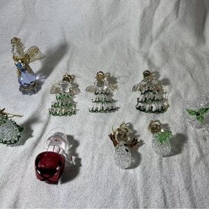 Angel / SnowmOrnaments With Harp Gold Wings & Star Clear Acrylic Lucite Lot Of 8